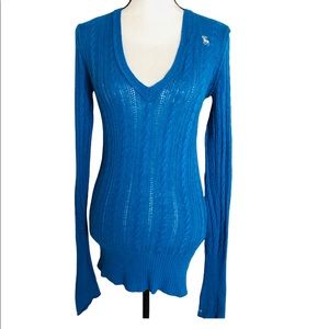 Abercrombie turquoise blue v neck long sleeve sweater
